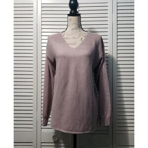 Ella Moss Knit Top Women's Large Mauve Silky Soft Long Sleeve V-neck Pullover